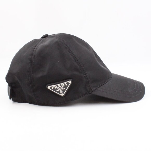 Pre-Owned Prada Re-Nylon Baseball Cap with Metal Logo Plaque in Black Size XXL - Picture 2 of 11